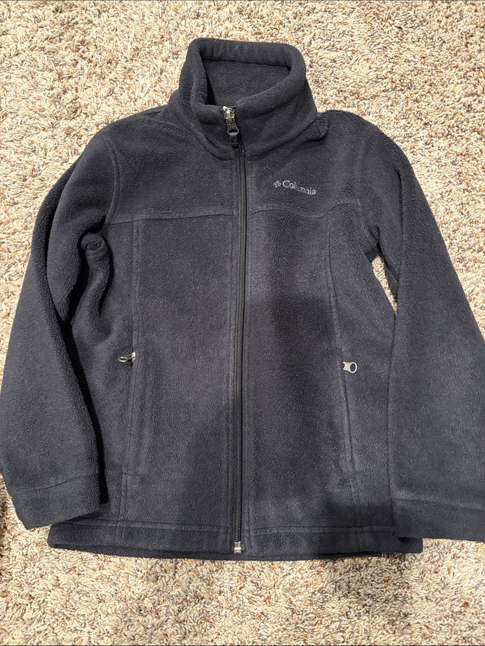 Columbia Kids Black Full-Zip Fleece Jacket with Stand Collar